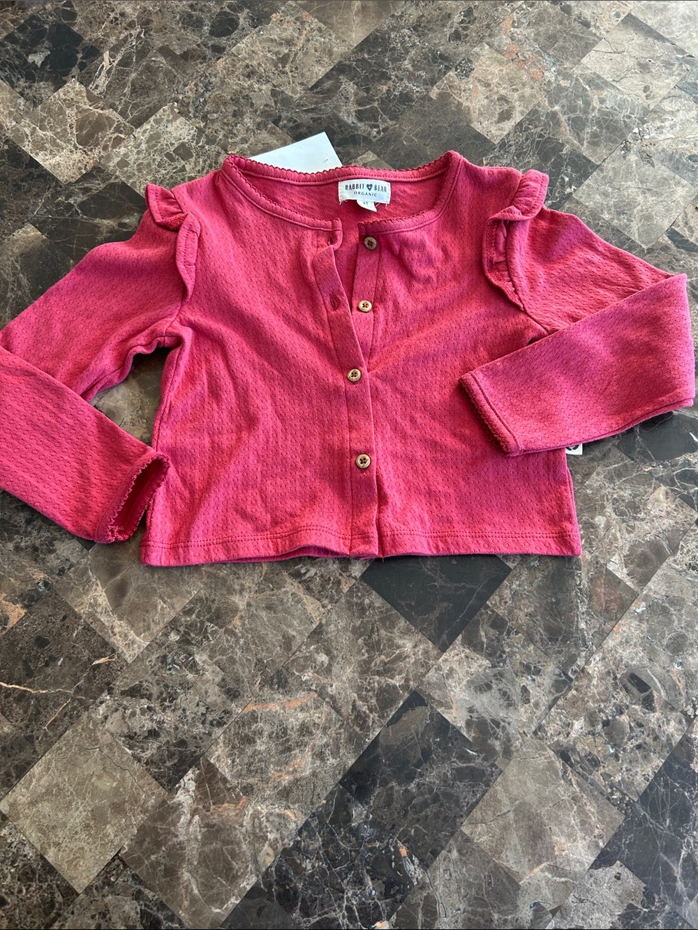 NWT 🆕 Rabbit + Bear Raspberry Pink Knit Cardigan 100% Organic Cotton size 4T
